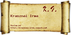Krasznai Irma névjegykártya